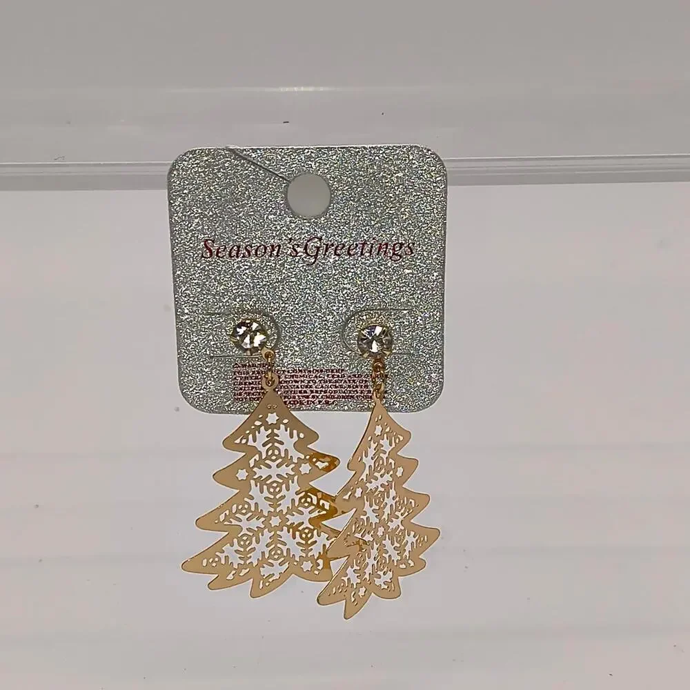 C 2 gold christmas tree earrings